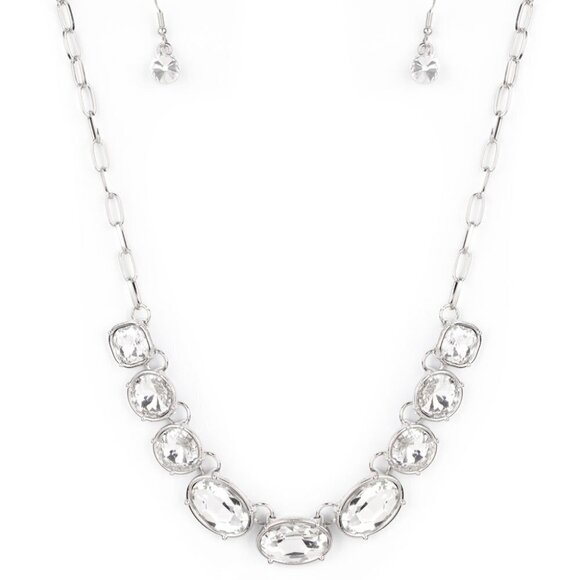 paparazzi Jewelry - Gorgeously Glacial White Necklace